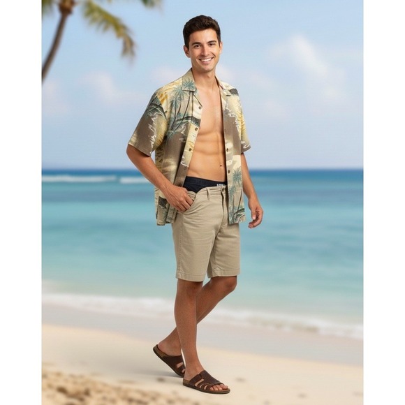 Tommy Bahama Mens Button-Up Short Sleeve Silk Hawaiian Sailboat Colorful Shirt L - Picture 2 of 15